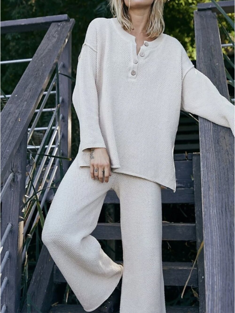 Free People Hailee Sweater Set in Au Lait, Sz L